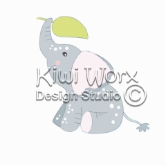 Ella the Elephant with Large Leaf Fanning